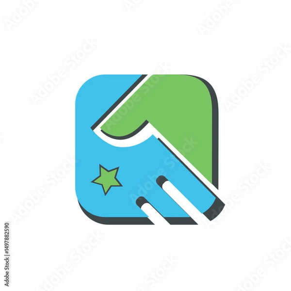 Fototapeta Unique handshake shake hands deal app logo design vector template with white background.