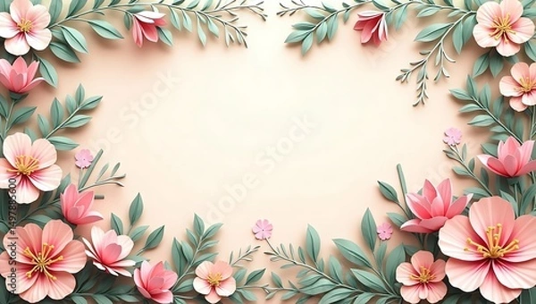 Fototapeta Elegant floral pattern, vibrant pastel color palette, 3D wallpaper