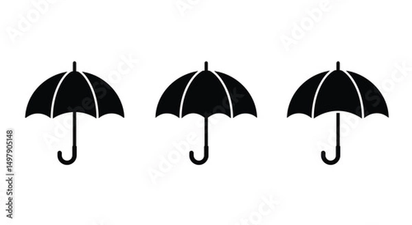 Fototapeta Umbrella vector icons isolated on transparent background. Parasol simple black symbols