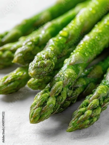 Obraz Fresh, vibrant asparagus spears with water droplets