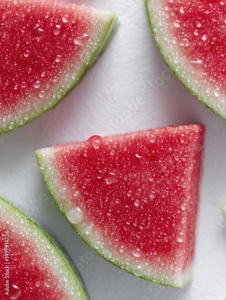 Obraz Fresh, vibrant watermelon slices with water droplets