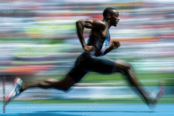 Fototapeta Man running on track.