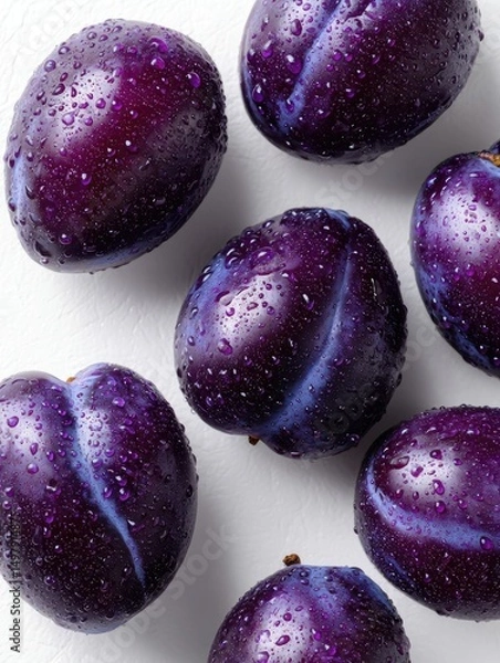 Obraz Fresh, vibrant plums with water droplets