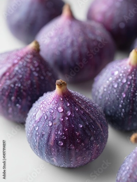 Obraz Fresh, vibrant figs with water droplets