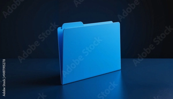 Fototapeta Blue file folder on dark background for organizational use  