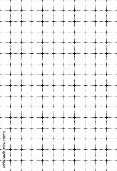 Obraz Grid background with lines and dots. Black grid for motion graphic, VFX tracking markers and video effects. Vector