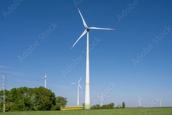Obraz Modern wind turbines in a rural landscape in Germany