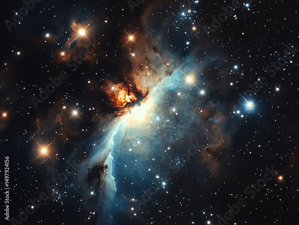 Fototapeta Stars and Nebula in Outer Space with Cosmic Galaxy Background