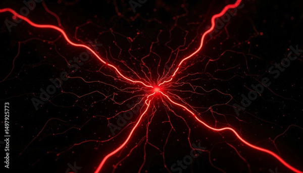 Fototapeta Abstract red lightning pattern on a black background  