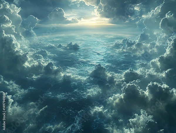 Fototapeta Endless Blue Sea with Gentle Waves and a Serene Atmosphere