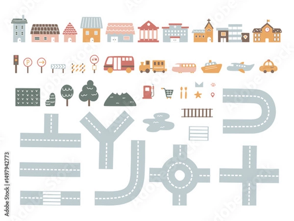 Fototapeta create buildable map, flat vector illustration cartoon design	
