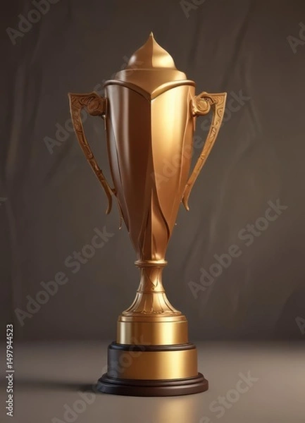 Fototapeta Abstract vector trophy, golden detail, bronze silhouette ,  shape,  trophy
