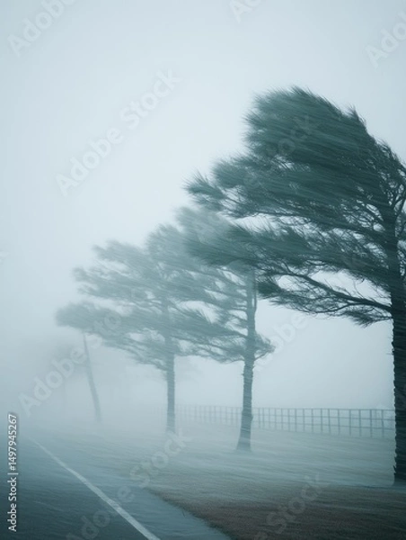 Obraz Hurricane with strong winds and heavy rain