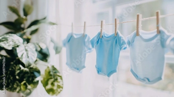 Obraz Baby Clothes Drying Near Window.