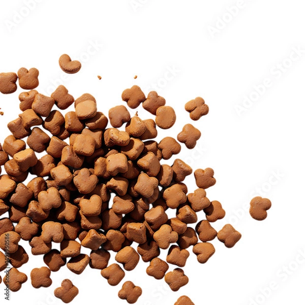 Fototapeta Pile of Textured Animal Food For Pets on A Transparent Black Background Close Up
