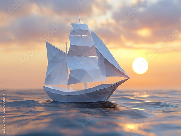 Fototapeta Paper Boat Leading the Way as a Metaphor for Success and Innovation