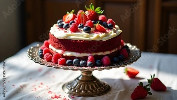 Obraz chocolate cake with strawberries