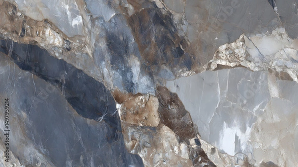 Fototapeta Close-up of a marble stone with intricate patterns and natural veining, showcasing rich textures and organic elegance, ideal for architectural surfaces and interior design.
