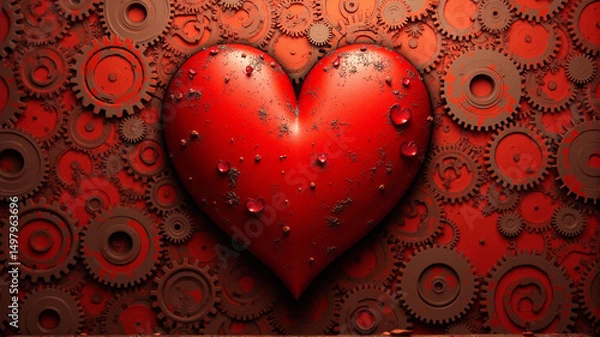 Obraz red heart on black background