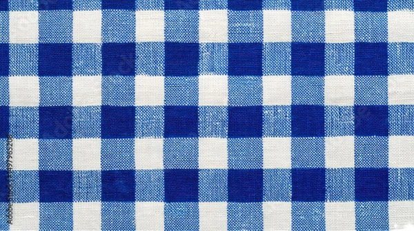 Obraz  Blue checkered tablecloth isolated on transparent background