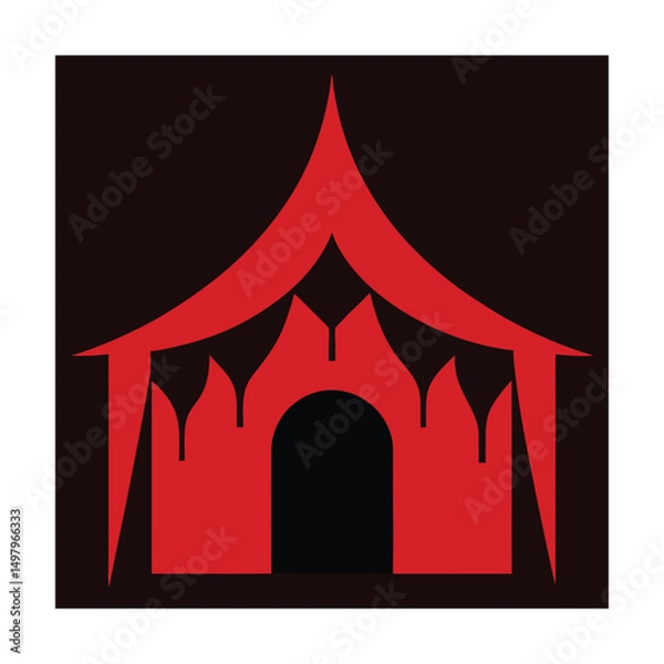 Fototapeta vampire lair with red velvet curtains (2).eps
