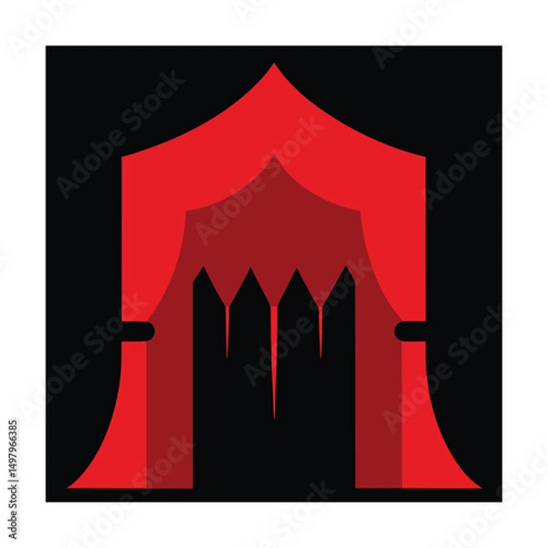 Fototapeta vampire lair with red velvet curtains (3).eps