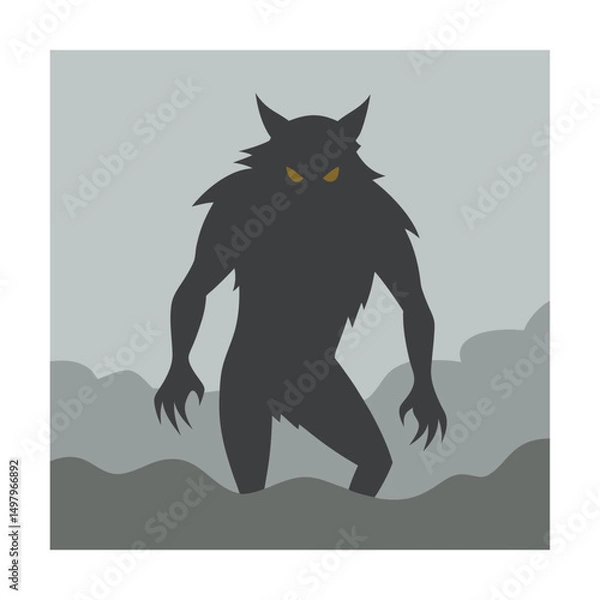 Fototapeta werewolf lurking in fog   (1).eps