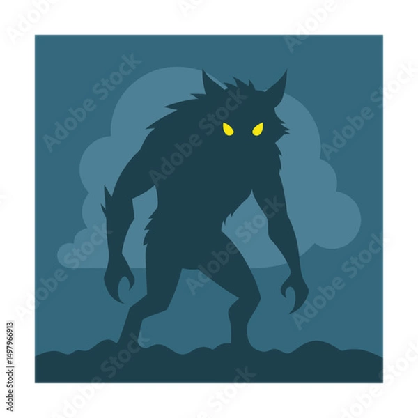 Fototapeta werewolf lurking in fog   (2).eps
