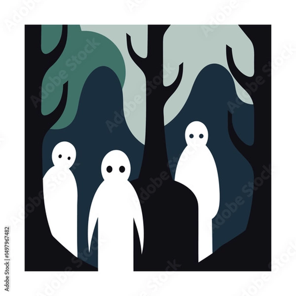 Fototapeta whispering woods with ghostly figures (3).eps