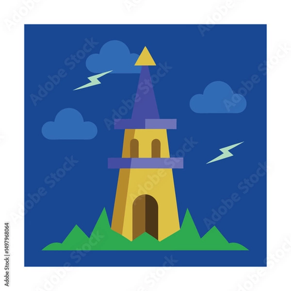 Fototapeta wizard s tower in storm (3).eps