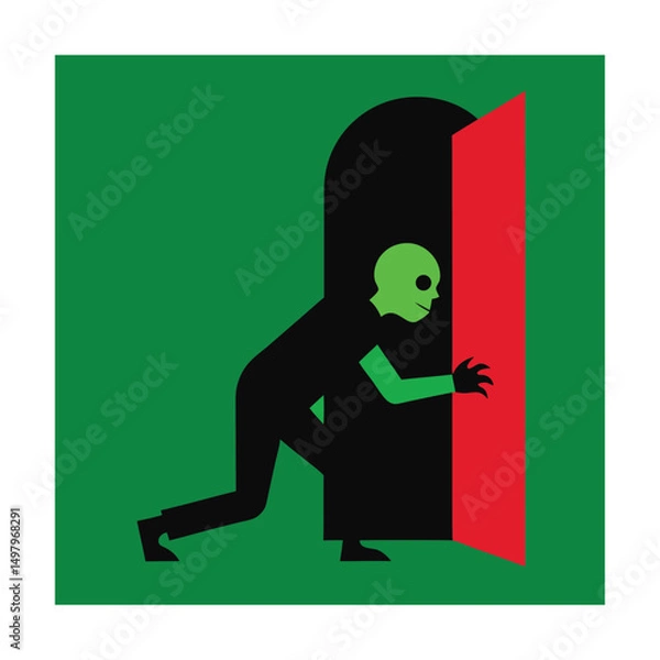Fototapeta zombie crawling through doorway (1).eps
