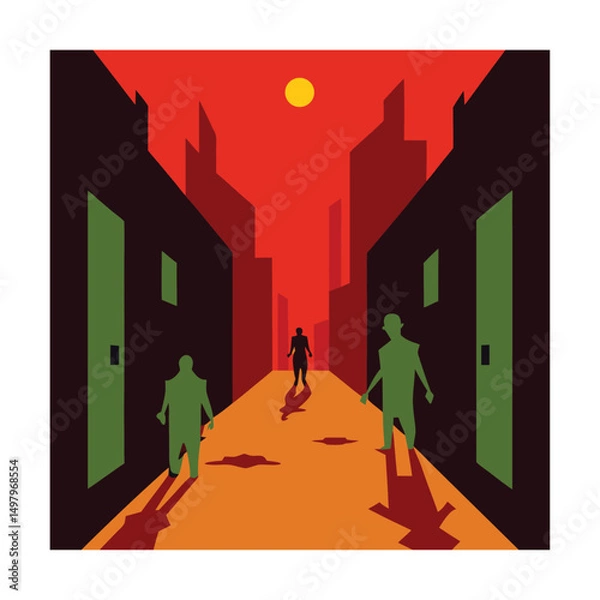 Fototapeta zombie infested alleyway (1).eps