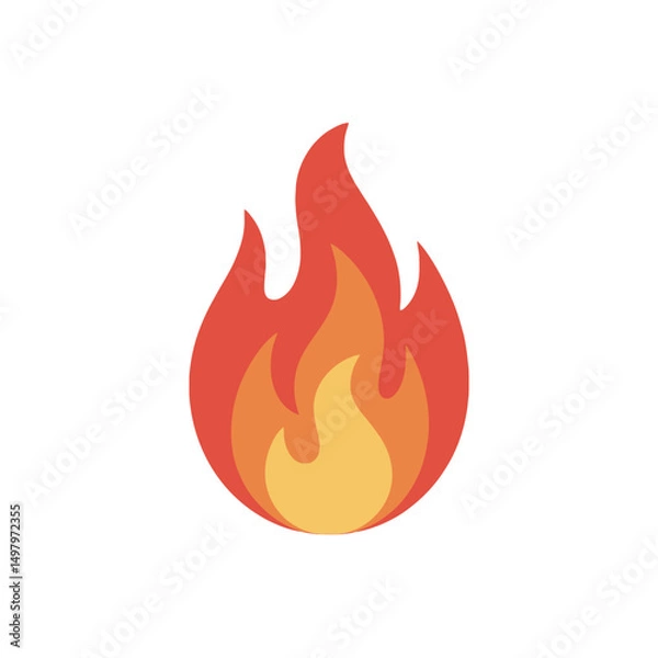 Fototapeta A stylized flame icon uses gradients of red, orange, and yellow to represent fire