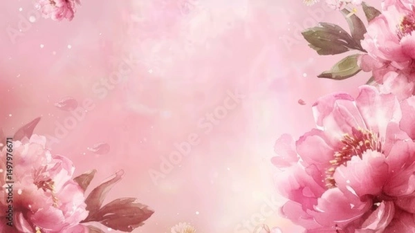 Fototapeta A collection of vibrant pink flowers set against a matching pink background