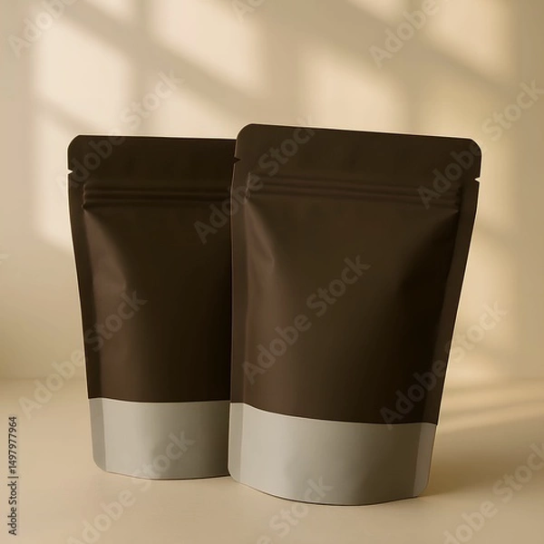 Obraz Minimal Coffee Pouch Packaging Mockup with Soft Shadow for Branding and Product Display

Keywords:
