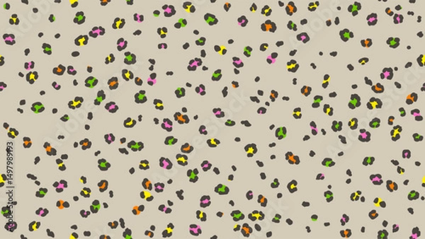 Fototapeta Simple pastel leopard skin print seamless pattern flat style. Hand drawn cute and fun background