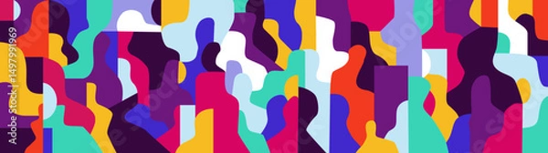 Fototapeta  Group of people modern community abstract vector illustration