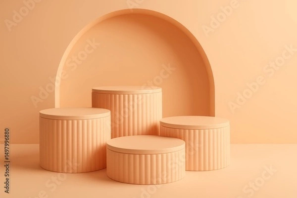 Obraz Peach-Toned Pedestals with Arch Backdrop