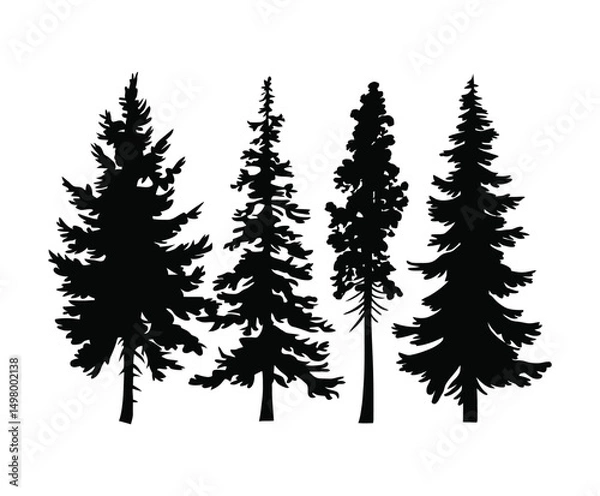 Fototapeta Simple Pine Tree Silhouette Collection Vector Template