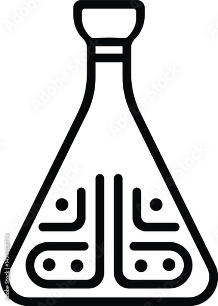 Fototapeta vector illustration of a laboratory flask, Simple Line Drawing of a Laboratory Flask