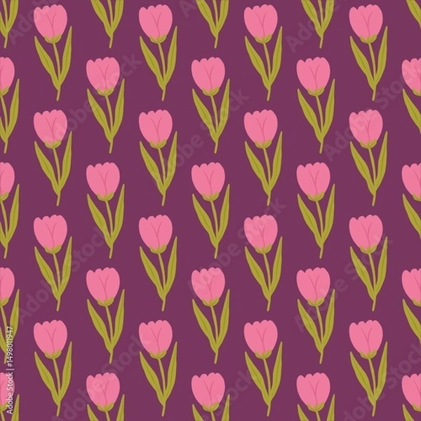 Fototapeta seamless pattern white flower with leaves	