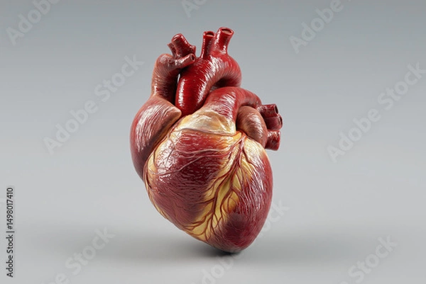 Obraz Realistic Heart Model Showcasing Cardiovascular Anatomy on Gray Background
