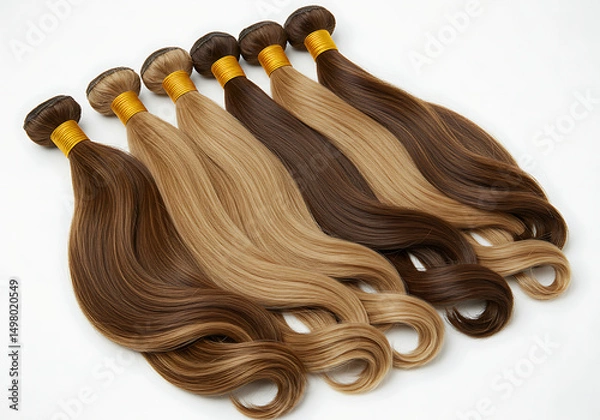 Fototapeta Human Hair Extensions: Brown & Blonde Ombre Tape-Ins