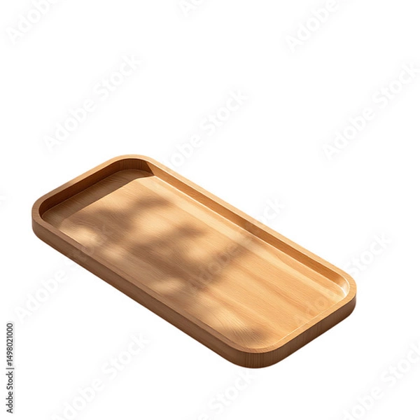 Fototapeta Elegant Wooden Tray on Transparent Background for Versatile Product Presentation and Minimalist Designs