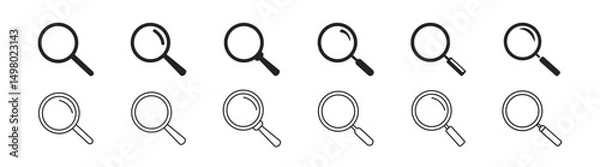 Obraz Magnifying glass icon, vector magnifier or loupe sign. Search icon vector. Vector isolated icon. 