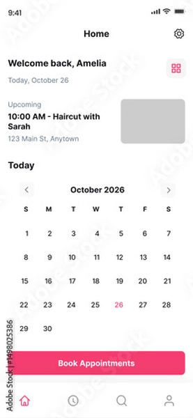 Fototapeta Hairdresser & Beauty Appointment, Salon Booking, Hair Stylist Scheduler & Reservation App Template Ui Kit