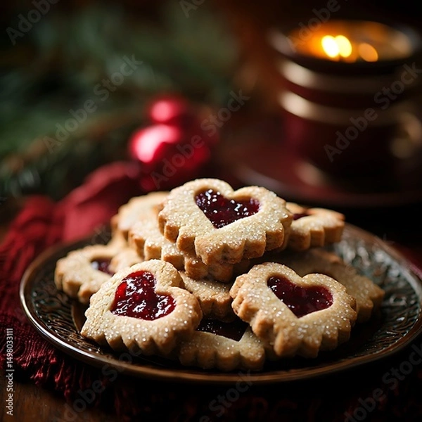 Obraz Festive heart-shaped cookies