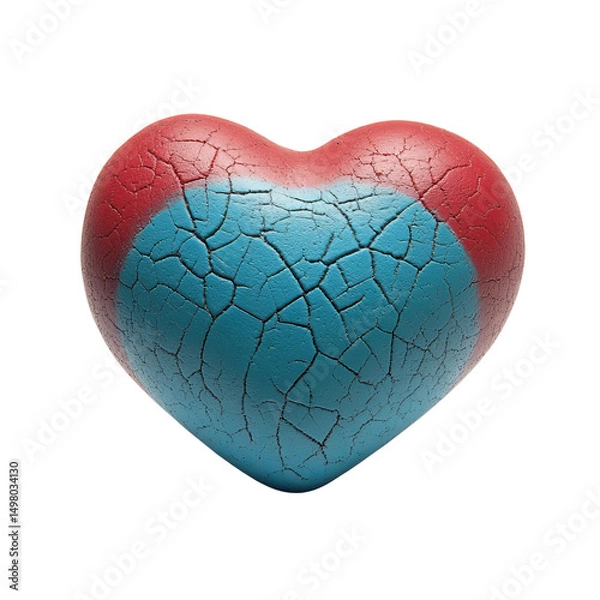 Fototapeta A cracked heart symbolizes the fragility of the human spirit and the emotional scars of heartbreak. The visual representation emphasizes the vulnerability inherent in love and relationships.