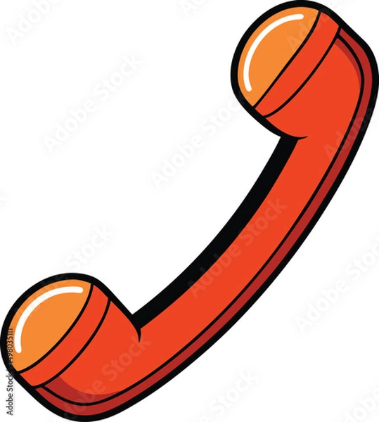 Fototapeta Red telephone receiver vector icon isolated on white