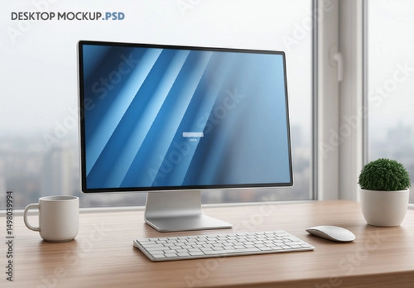 Fototapeta Computer screen desktop mockup on home office